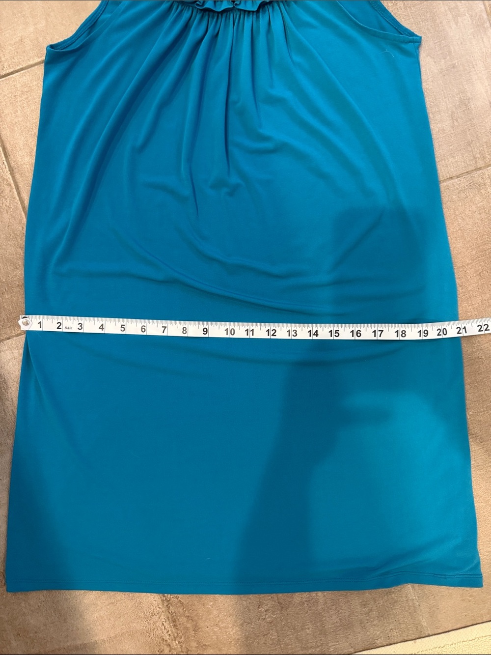 London Times Teal Ruffled-Neck Sleeveless Mini Dress - Picture 9 of 9